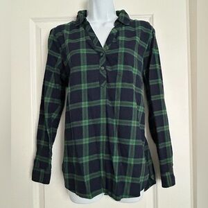 J. Crew Women’s Navy and Green Plaid Shirt Size Small